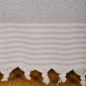 Buldan İşi Kolları Örten Pamuklu Tekli Koltuk Berjer Örtüsü 180x150 cm Pamuk Dokuma (Açık Gri) - 4