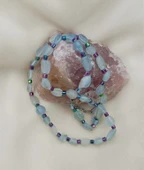 Kolye Çelik Dogaltaş Akuamarin Kadın Kız Takı Gerdanlık Düğün Nişan - 2