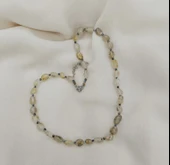 Kolye Çelik Dogaltaş Rutil Kuvars Kadın Kız Takı Gerdanlık Düğün Nişan - 2