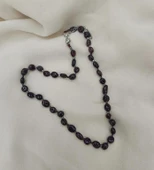 Kolye Çelik Dogaltaş Rutil Lal ( Garnet )Kadın Kız Takı Gerdanlık Düğün Nişan - 3