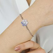 Renk Geçişli Kar Tanesi Tasarımlı 925 Ayar Gümüş Bileklik thumbnail 1