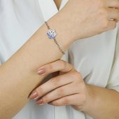 Renk Geçişli Kar Tanesi Tasarımlı 925 Ayar Gümüş Bileklik thumbnail 3