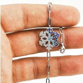 Renk Geçişli Kar Tanesi Tasarımlı 925 Ayar Gümüş Bileklik thumbnail 7