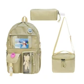 İlkokul Çantası 3'lü Takım Beslenme Çantası Kalemlik 42*30 Cm Anahtarlık ve Rozet Hediyeli thumbnail 1