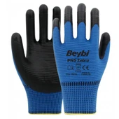 Beybi PN5 Zebra Polyester Örme Nitril Eldiven Mavi - 1
