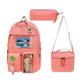 İlkokul Çantası 3'lü Takım Beslenme Çantası Kalemlik 42*30 Cm Anahtarlık ve Rozet Hediyeli thumbnail 12