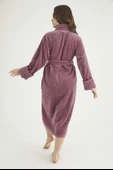Yaka Jakarlı %100 Cotton Bayan Bornozu thumbnail 4