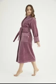 Yaka Jakarlı %100 Cotton Bayan Bornozu thumbnail 2