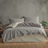 CLASY RANFORCE ÇİFT KİŞİLİK BUTİK NEVRESİM TAKIMI MADRAS ANTRASİT - 3