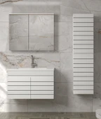 Trend Line (80 35) 115 Cm Ayna Dolaplı Boy Dolaplı Lavabolu Mdf Banyo Dolabı Seti-Hazır Kurulu- - 3