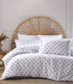 ŞAHESER JAKARLI NEVRESİM TAKIMI ÇİFT KİŞİLİK OSLO GRİ thumbnail 2