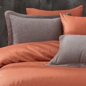 NAZİK SATEN NEVRESİM TAKIMI ÇİFT KİŞİLİK AMANDA KİREMİT thumbnail 2