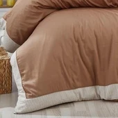 NAZİK SATEN NEVRESİM TAKIMI ÇİFT KİŞİLİK AMANDA VİZON thumbnail 4