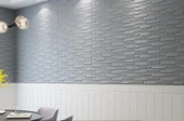 Renkli Duvarlar Tek Parça 70x500cm 1 Adet Gri Piramit Opak Model Yapışkanlı Ev Ofis Salon Duvar Paneli Kağıdı NW65 - 4