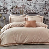 NAZİK SATEN NEVRESİM TAKIMI ÇİFT KİŞİLİK CARİSMA VİZON KAHVE thumbnail 2