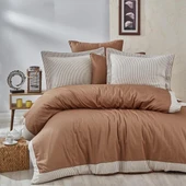 NAZİK SATEN NEVRESİM TAKIMI ÇİFT KİŞİLİK AMANDA VİZON thumbnail 6