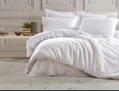 ŞAHESER JAKARLI NEVRESİM TAKIMI ÇİFT KİŞİLİK LİLY BEYAZ thumbnail 2