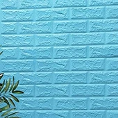 Renkli Duvarlar Kağıdı Kendinden Yapışkanlı 70X77cm 1 Adet Çoçuk Odası Salon Ofis Mavi Taş Tuğla 3D Duvar Nw05 - 2