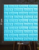 Renkli Duvarlar Kağıdı Kendinden Yapışkanlı 70X77cm 1 Adet Çoçuk Odası Salon Ofis Mavi Taş Tuğla 3D Duvar Nw05 - 1