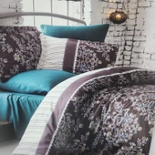 ÇİFT KİŞİLİK PAMUK SATEN NEVRESİM TAKIMI CLAUDİA KAHVE thumbnail 1