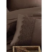 CLASY SATEN BUTİK DANTELLİ NEVRESİM TAKIMI ÇİFT KİŞİLİK GİZA V3 KAHVE - 1
