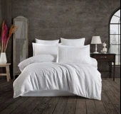 HOBBY ÇİFT KİŞİLİK PAMUK SATEN NEVRESİM TAKIMI STRİPPE BEYAZ thumbnail 1