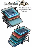 5 li Metal Evrak Rafı Gri 1 Paket Masaüstü A4 Dosya Düzenleyici Kağıt Tepsisi Metal Çelik Fileli Beş Katlı Hareketli - 5