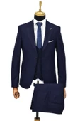Erkek Lacivert Silim Fitt Yelekli Takım Elbise BGL-ST04304 thumbnail 3