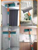 Oval Uçlu Esnek Oynar Başlıklı Çekçekli Teleskopik Cam Silme Aparatı - 5