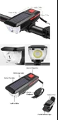 Solar Ledli Bisiklet Feneri Kornalı  USB ile Şarj Edilebilir  Su Geçirmez Far - 5