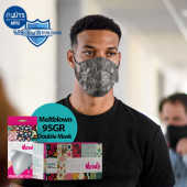 Medizer Siyah Erkek Desen Cerrahi Maske Meltblown Kumaş - 150 Adet - 3