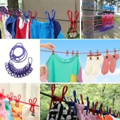 12 Mandallı Lastikli Esneyen Çamaşaır İpi Seyahat Tipi Taşınabilir Çamaşır Asma İpi - 3