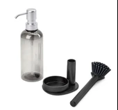 Silikon Fırçalı Sıvı Sabunluk Deterjanlık - Stantlı Mutfak -Banyo Temizlik Seti thumbnail 4