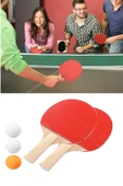 Ping Pong Masa Tenisi Seti Tenis Raketi Seti 2 Raket + 3 Ping Pong Topu  Spor Aksesuarları - 1