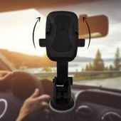 360 Derece Hareketli Araç Telefon Tutucu - Torpidoya Yapışan Teleskobik Ayarlı Telefon Tutucu - 4