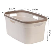 Geseus Motek Tekli 40 Lt Kirli Çamaşır Sepeti+Çamaşır Selesi Ikili Set, Çeyiz Seti Kahve+Krem - 5