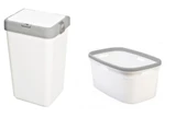 Geseus Motek Tekli 40 Lt Kirli Çamaşır Sepeti+Çamaşır Selesi Ikili Set, Çeyiz Seti Gri+Beyaz - 1