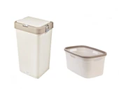 Geseus Motek Tekli 40 Lt Kirli Çamaşır Sepeti+Çamaşır Selesi Ikili Set, Çeyiz Seti Kahve+Krem - 1