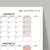 Amerikan Standardı Takvim, Üç Aylık Planlayıcı 2025 Duvar Takvimi, Ocak - Mart 2025, 90 Günlük Planlama, Yılın Birinci Ç - 5