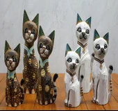 Ahşap 3'lü 50 Cm Kedi Seti 3Sutama-2 - 1