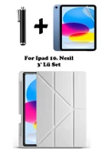 İpad 10. Nesil Kılıf/Ekran Koruyucu/Kalem Seti Silikon Arka Kapak Stand Olan Uyku Modlu Case  Gri - 1
