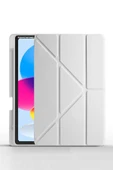 İpad 10. Nesil Kılıf/Ekran Koruyucu/Kalem Seti Silikon Arka Kapak Stand Olan Uyku Modlu Case  Gri - 3