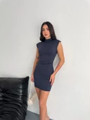 Yarım Bogazlı Kolsuz Mini Boy Elbise - Lacivert - 1