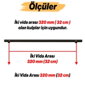 Rosemary 10 Adet Siyah Metal Kulp (320 MM-32 CM) Mobilya Mutfak Çekmece Dolap Dolabı Kulpu Kulbu Kulpları - 3