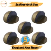 Yarımay 5 Adet Eskitme Antik Sarı Kapı Stoperi Tamponu Metal Kapı Altı Kolu Stopu Durdurucu Tutucu thumbnail 1