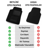 Beylini Oto Paspas Halı Kaymaz Taban Yıkanabilir Silinebilir Universal Tüm Araç ve Modellere Uyumlu Lüks Siyah TPR Taban 4 Parça Siyah - 4