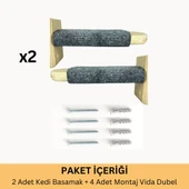 BEYLİNİ Kedi Tırmanma Merdiveni Duvara Monte 2 Li Paket Tırnaklar ve Ayak Rahatlatıcı Dekoratif %100 Ahşap - 3