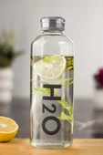 H2o Borosilikat Cam Matara Vakum Kapaklı Su Şişesi Suluk Gri 1000 ML - 1