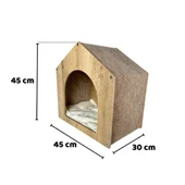 BEYLİNİ Kedi Evi Köpek Evi Yatağı Kulübe Dekoratif Şık Minder Yastık Taşınabilir Demonte DeveTüyü 30x45x45 - 5