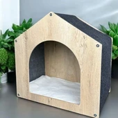 BEYLİNİ Kedi Evi Köpek Evi Yatağı Kulübe Dekoratif Şık Minder Yastık Taşınabilir Demonte Siyah 30x45x45 - 1